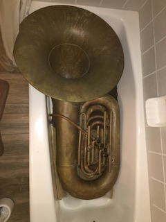 26” fixed recording bell 6/4 4v York as found, but wasn’t found in a bathtub.